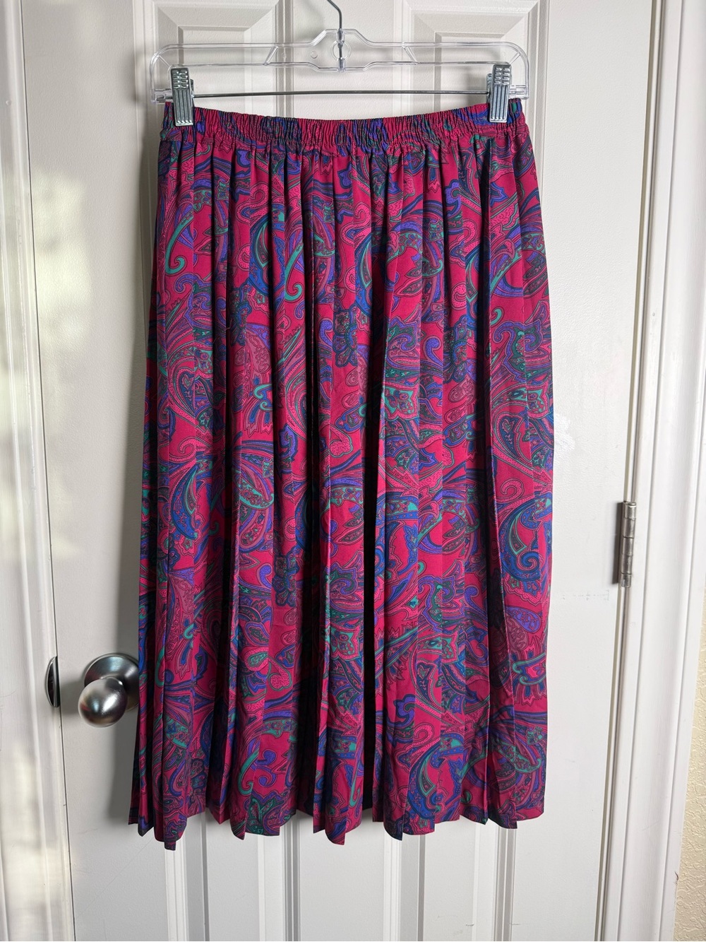 Vintage Alfred Dunner Pink and Blue Paisley Midi Skirt